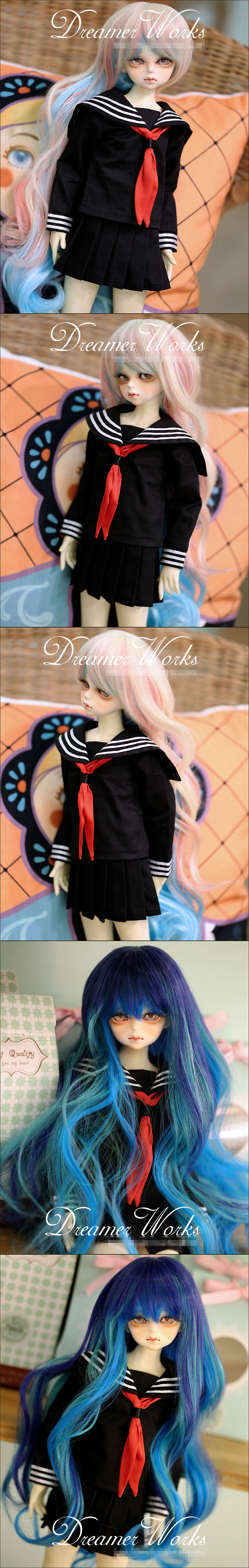 ドール用衣装セット　MSDサイズ人形用セーラ服　　黒色