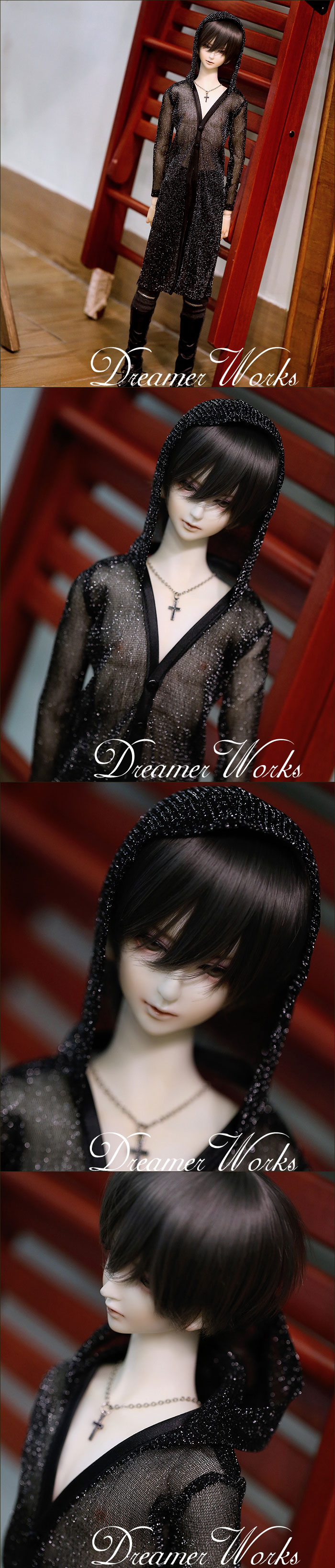 ドール用衣装　70cm/SD/MSDサイズ人形用　コート　黒色　