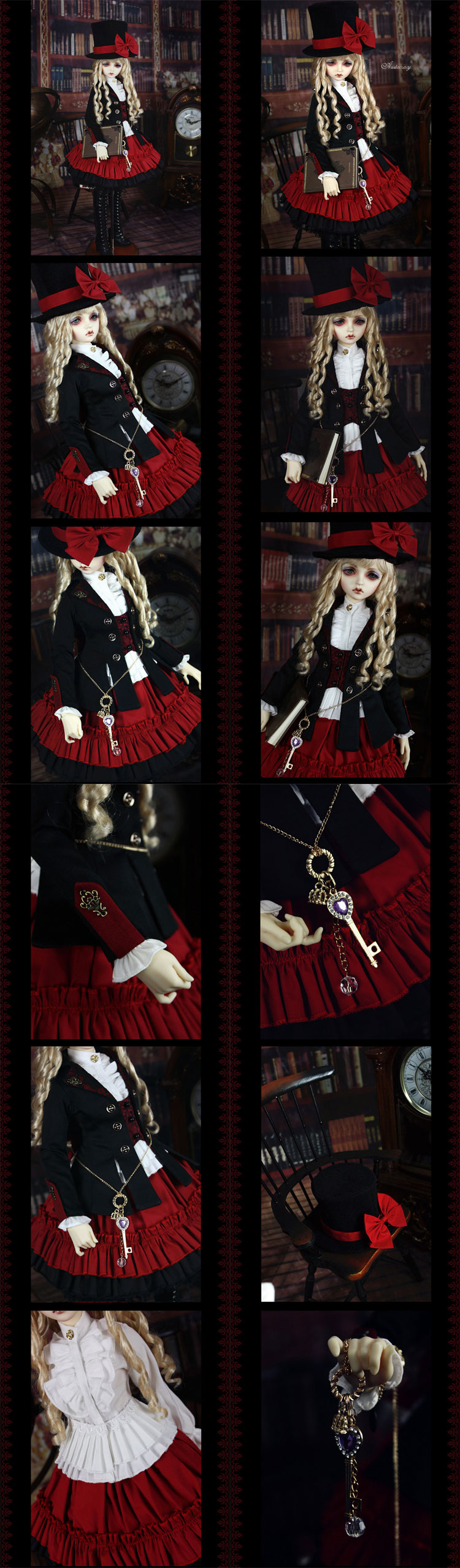 ドール衣装セット　SD10/SD13/SD16サイズ人形用  Lady Mary  赤色　女用