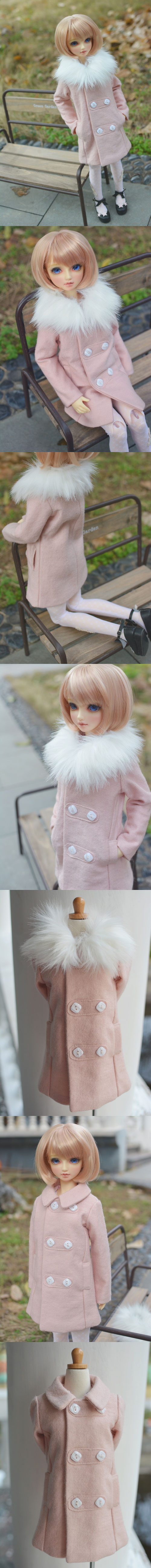 ドール服 SDサイズ人形　ピンク色コート　A157 　