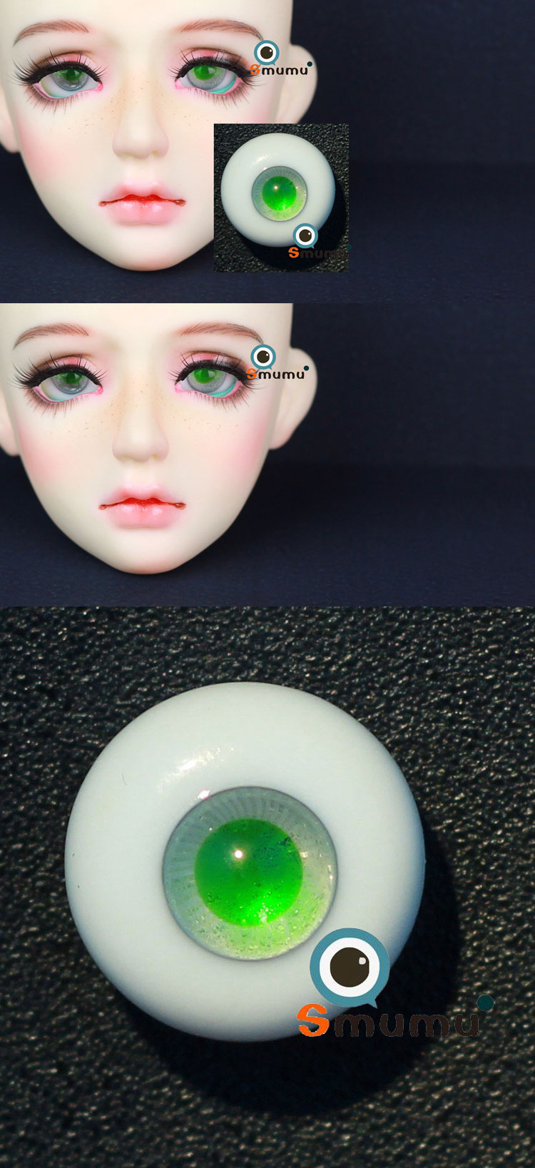 球体関節人形用 アイ 14mm、16mm、 18mm、20m  BL-09 ナチュラル　緑色