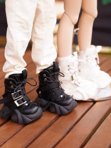 ドール用お靴 スニーカー 運動ブーツ ホワイト/ブラック 1/4サイズ人形用 球体関節人形 BJD