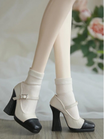 ドール用 ハイヒール靴 ホワイト*ブラック SD/68cmサイズ人形用 球体関節人形 BJD
