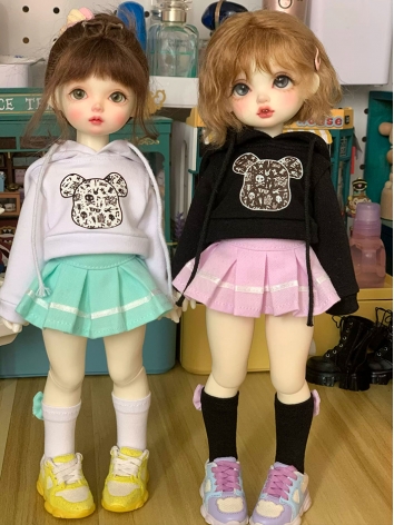 ドール用服 衣装セット 女の子用 ホワイト/ブラック MSD/YOSD/Kumako/1/5/サイズ人形用 BJDDOLL