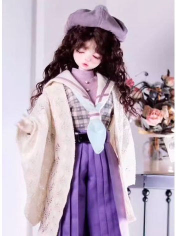 ドール用服 和風 衣装セット パープル MSD/MDDサイズ人形用 BJD「CIELDoLL」大正浪漫