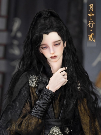 ドール用ウィッグ 富士額 モヘア ロングパーマ ブラック SD/小顔SDサイズ人形用 BJD DOLL