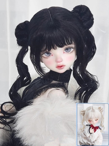 ドール用ウィッグ モヘア ツインテール JY13 ゴールド/ブラック YOSD/MSD/SDサイズ人形用 BJD DOLL