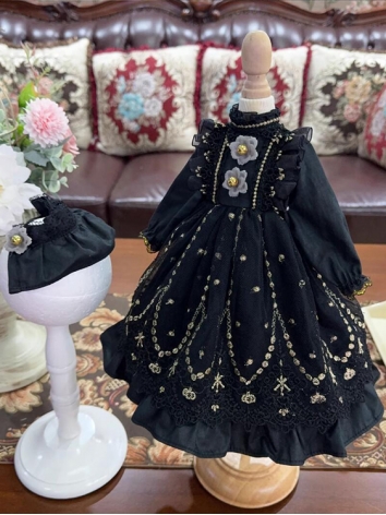 ドール用服 洋服 ワンピース ブラック 女の子用 15cm/20cm/40cm/Blythe/YOSD/MSD/SDサイズ人形用