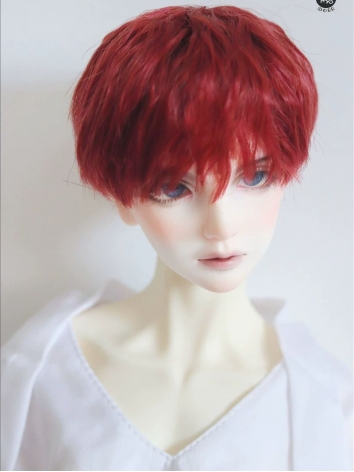 BJD ドール用 高温糸 レッド パーマ ショート髪 SD/小顔SD/MSD/YOSDサイズ人形用