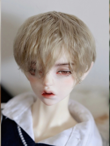 BJD ドール用 高温糸 グレー パーマ ショート髪 小顔SD/YOSDサイズ人形用