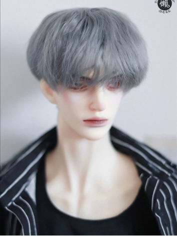 BJD ドール用 高温糸 グレー パーマ ショート髪 SD/小顔SD/MSD/YOSDサイズ人形用