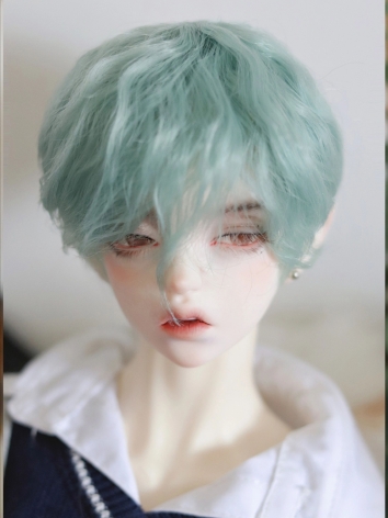 BJD ドール用 高温糸 グリーン パーマ ショート髪 小顔SD/MSDサイズ人形用