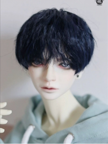 BJD ドール用 高温糸 ネイビー パーマ ショート髪 小顔SD/MSD/YOSDサイズ人形用