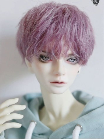 BJD ドール用 高温糸 パープル パーマ ショート髪 小顔SD/MSD/YOSDサイズ人形用