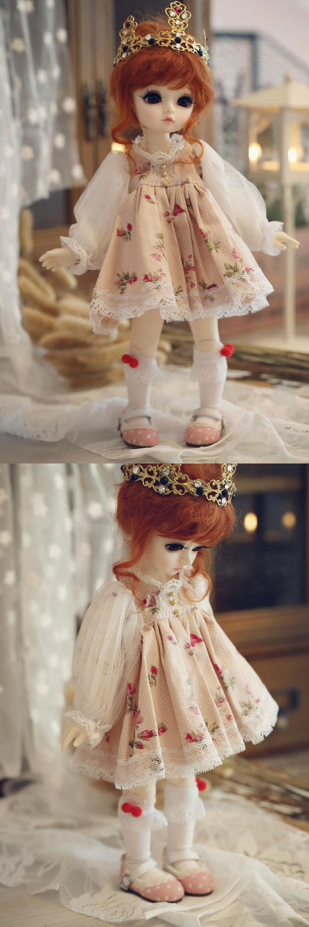 ドール衣装　幼SDサイズ人形用  花柄 ワンピース